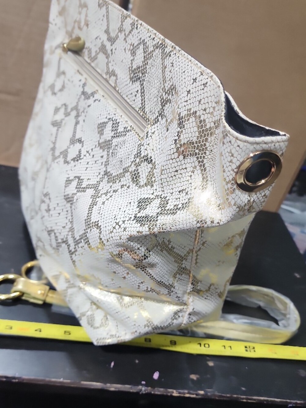 Miche Metallic Gold Tote with Snake-Print Trim - Picture 4 of 6